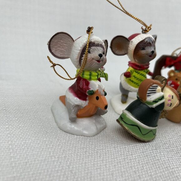 Lot Of 9 Vintage Christmas Ornaments- Bradford Mice - Bears Angels Clock Snowman - Picture 9 of 16